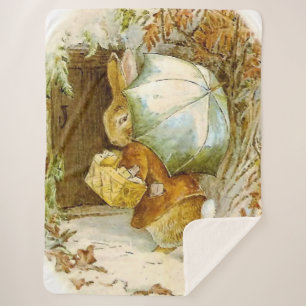 "Peter Rabbit with Winter Umbrella" door Beatrix P Sherpa Deken