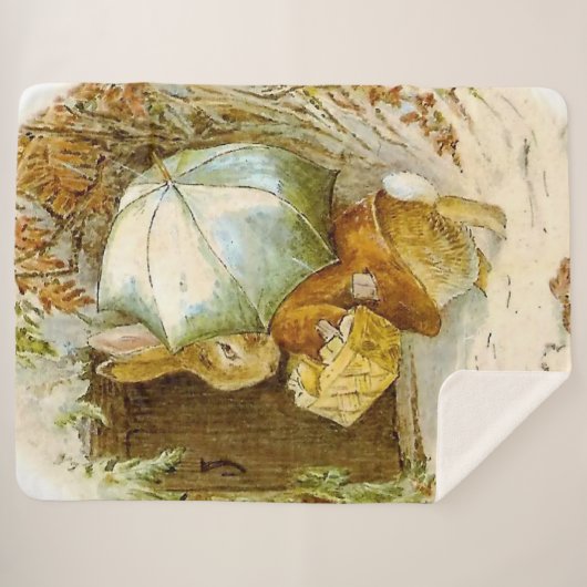 "Peter Rabbit with Winter Umbrella" door Beatrix P Sherpa Deken (Voorkant (horizontaal))