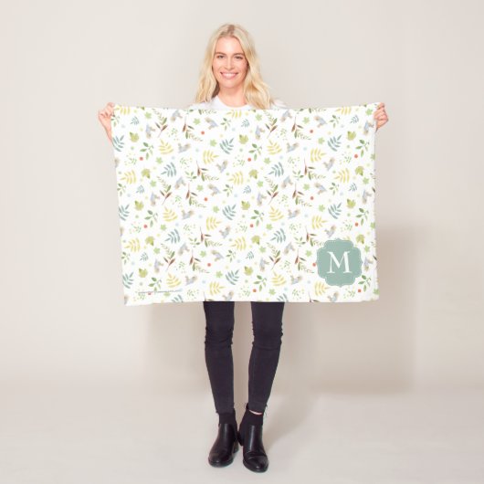 Peter Rabbit | Woodland Watercolor Pattern Fleece Deken (In situ)