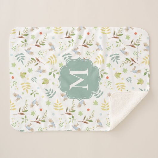 Peter Rabbit | Woodland Watercolor Pattern Sherpa Deken (Voorkant (horizontaal))