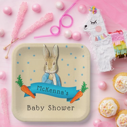 Peter Rabbit Wortelen en Sterren Jongen Baby showe Papieren Bordje (Feest)
