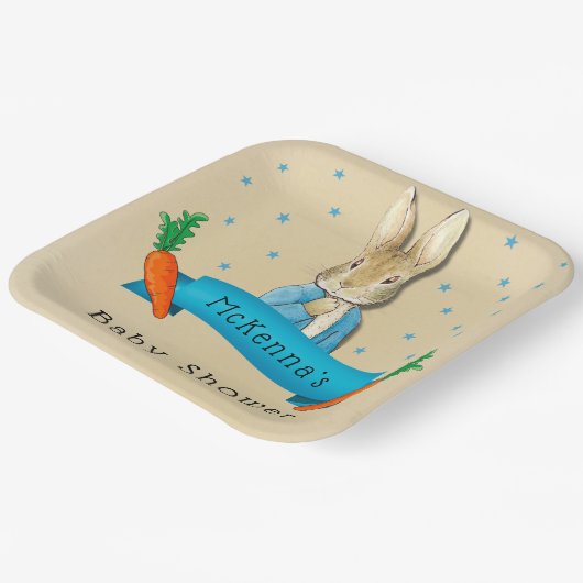 Peter Rabbit Wortelen en Sterren Jongen Baby showe Papieren Bordje (Gebogen)