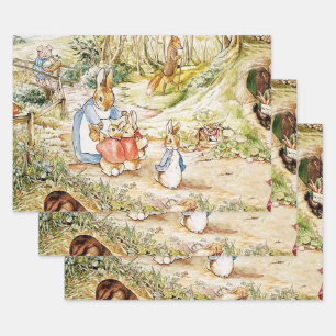 Peter Rabbit's Buurt beroemd gemaakt door Beatrix  Inpakpapier Vel