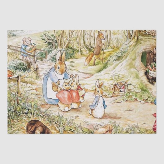 Peter Rabbit's Buurt beroemd gemaakt door Beatrix Tissuepapier (Voorkant)