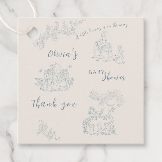 Peter Rabbit's moeder Baby shower Bedankjes Labels (Voorkant)
