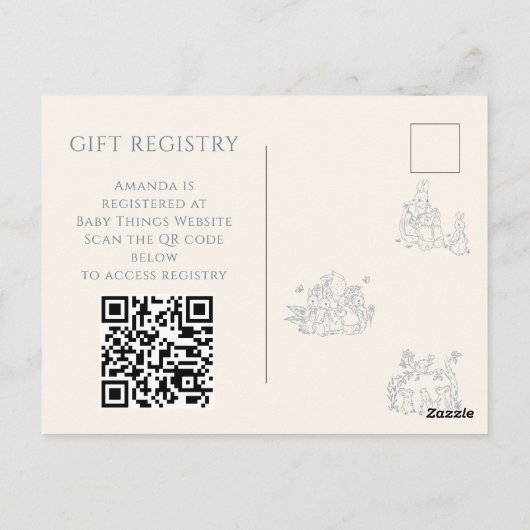 Peter Rabbit's moeder Baby shower Briefkaart (Achterkant)