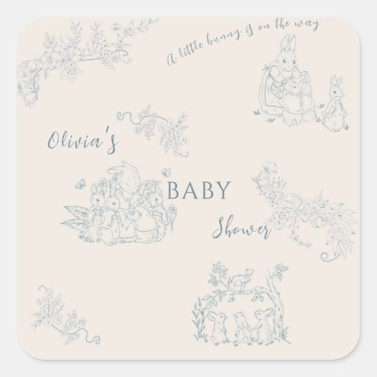 Peter Rabbit's moeder Baby shower Vierkante Sticker (Voorkant)