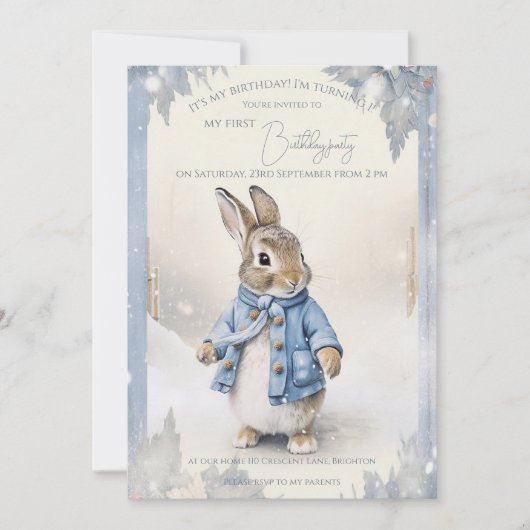 Peter Rabbit's Winter Feestdagen 1e Verjaardag Kaart (Voorkant)