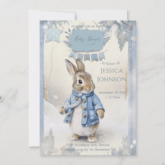 Peter Rabbit's Winter Feestdagen Baby shower Kaart (Voorkant)