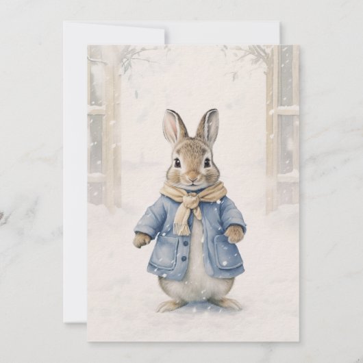 Peter Rabbit's Winter Feestdagen Baby shower Kaart (Achterkant)