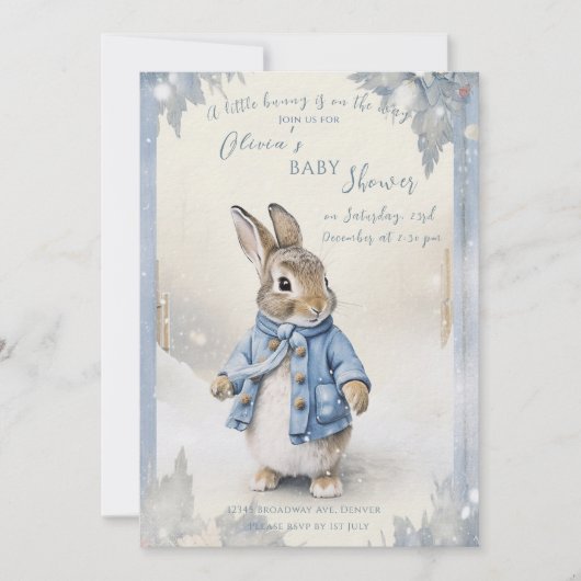 Peter Rabbit's Winter Feestdagen Baby shower Kaart (Voorkant)