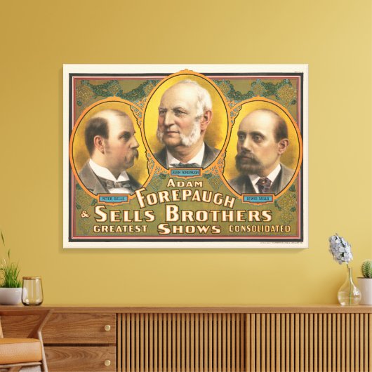 Peter Sells, Adam Forepaugh en Lewis Sells Canvas Afdruk (Insitu (Woonkamer))