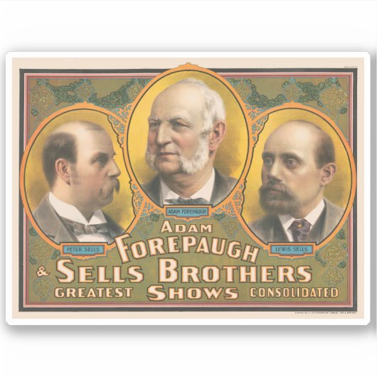 Peter Sells, Adam Forepaugh en Lewis Sells Sticker (Voorkant)