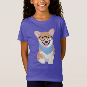 Peter The Cute Hipster Blue Bandana Corgi Puppy T-shirt
