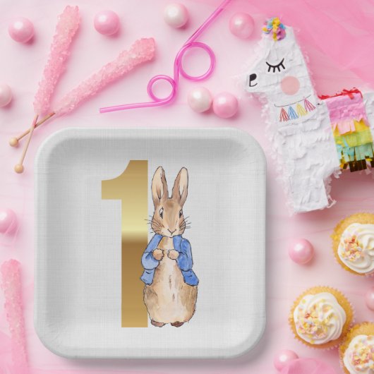 Peter the Rabbit 1st Birthday Papieren Bordje (Feest)