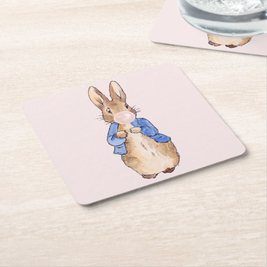 Peter the Rabbit Bblaast a Roze Bubble gom Kartonnen Onderzetters (Schuin)