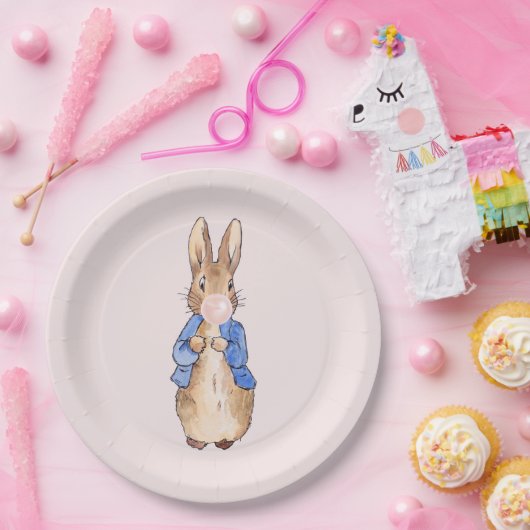Peter the Rabbit Bblaast a Roze Bubble gom Papieren Bordje (Feest)