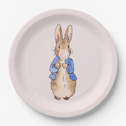 Peter the Rabbit Bblaast a Roze Bubble gom Papieren Bordje (Voorkant)