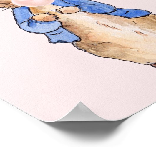 Peter the Rabbit Bblaast a Roze Bubble gom Poster (Hoek)