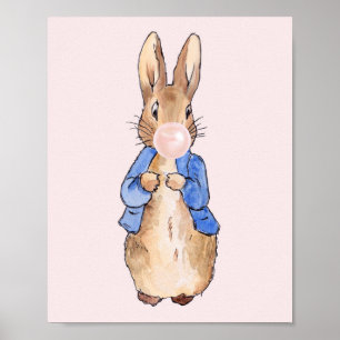 Peter the Rabbit Bblaast a Roze Bubble gom Poster