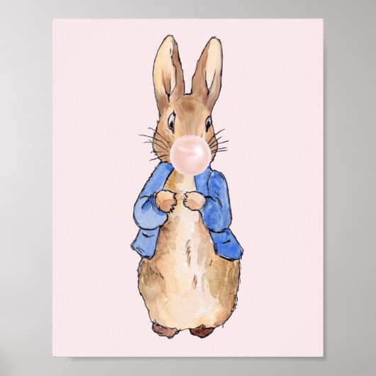 Peter the Rabbit Bblaast a Roze Bubble gom Poster (Voorkant)