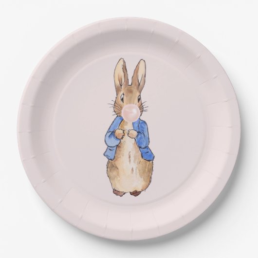 Peter the Rabbit Bblaast een roze bruine pape Papieren Bordje (Voorkant)