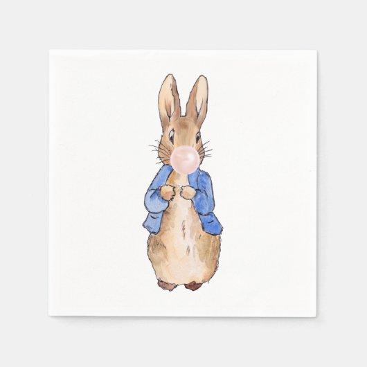 Peter the Rabbit Bblazen een witte bellengom Servet (Voorkant)