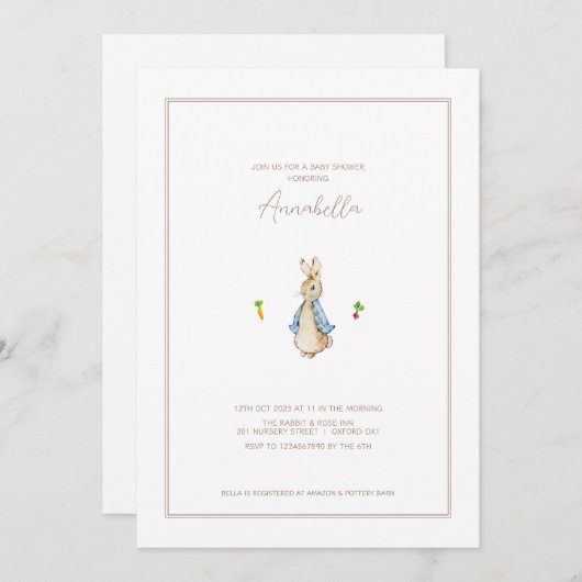 Peter the Rabbit Beartix Bunny Baby shower Kaart (Voorkant / Achterkant)