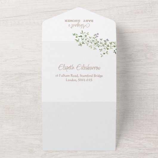 Peter the Rabbit Beatrix Woodland Baby shower All In One Uitnodiging (Buitenkant)