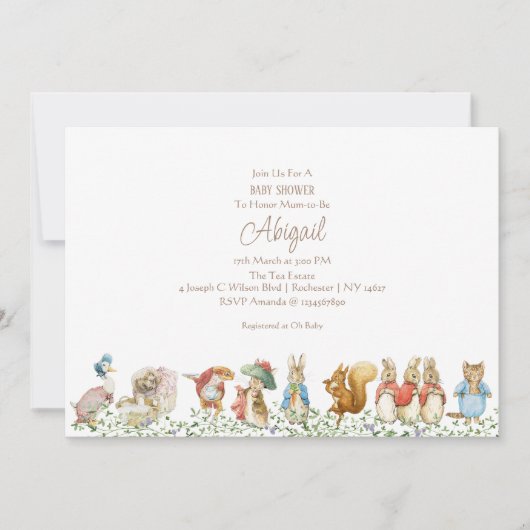 Peter the Rabbit Beatrix Woodland Baby shower Kaart (Voorkant)