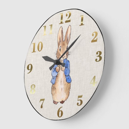 Peter the Rabbit Beige Linen Background Grote Klok (Hoek)