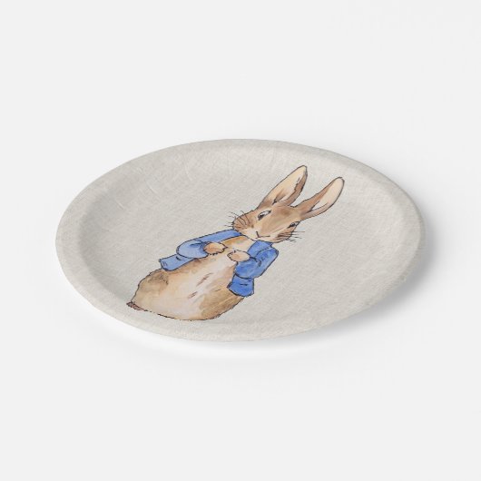 Peter the Rabbit Beige Linen Background Papieren Bordje (Gekanteld)