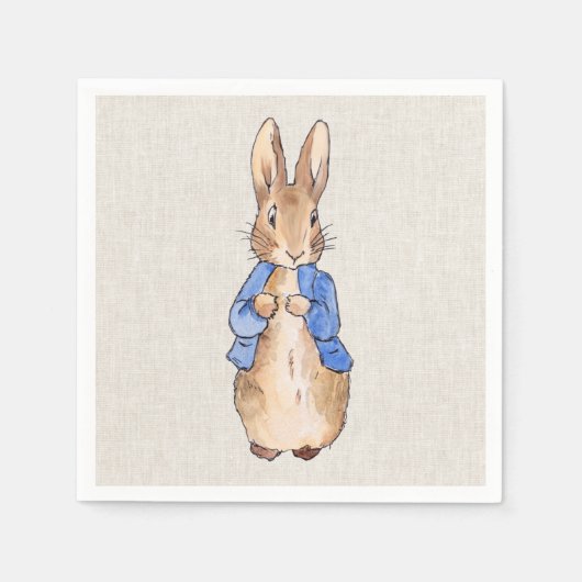 Peter the Rabbit Beige Linen Background Servet (Voorkant)