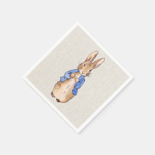 Peter the Rabbit Beige Linen Background Servet (Hoek)