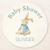 Peter The Rabbit  Blue Baby shower Ronde Kartonnen Onderzetter (Voorkant)