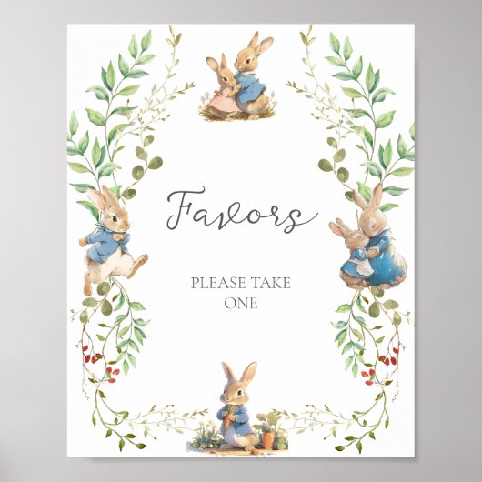 Peter the Rabbit Botanical Gender Reveal Favors Poster (Voorkant)