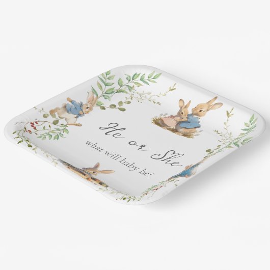 Peter the Rabbit Botanical Gender Reveal Papieren Bordje (Gebogen)