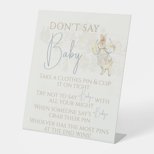 Peter the Rabbit Bunny Beatrix Zeg geen Baby Spel Reclamebord Met Voetstuk (Voorkant)