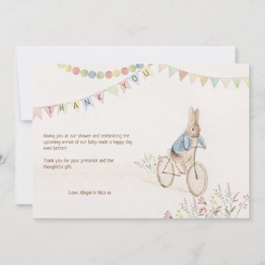 Peter the Rabbit Bunny Gender Neutral Books Baby Bedankkaart (Voorkant)