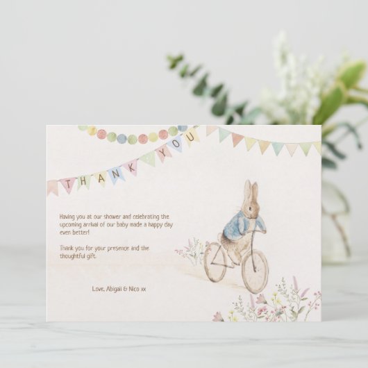 Peter the Rabbit Bunny Gender Neutral Books Baby Bedankkaart (Staand voorkant)