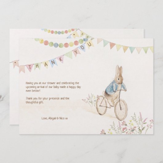 Peter the Rabbit Bunny Gender Neutral Books Baby Bedankkaart (Voorkant / Achterkant)