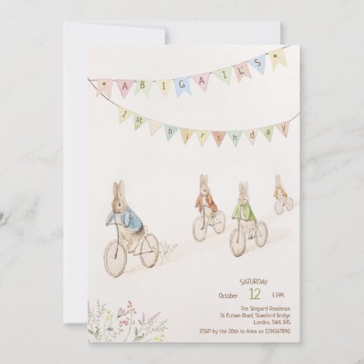 Peter the Rabbit Bunny Genderneutraal 1e verjaarda Kaart (Voorkant)