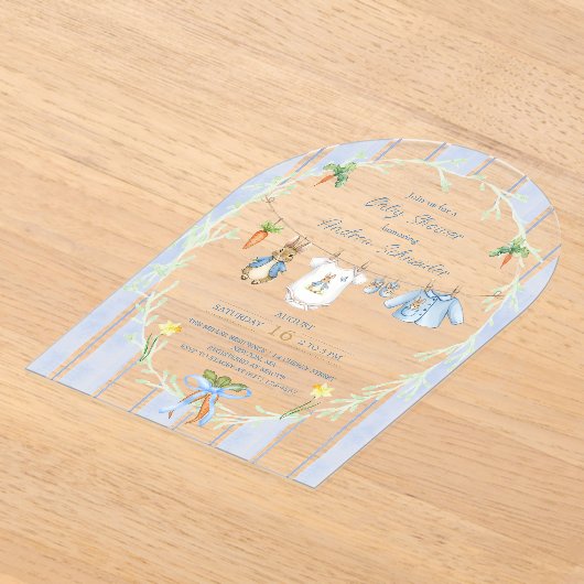 Peter the Rabbit Clothesline Baby Shower Acryl Uitnodigingen (Laagn)