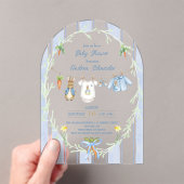 Peter the Rabbit Clothesline Baby Shower Acryl Uitnodigingen (Insitu (Draagbaar))