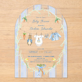 Peter the Rabbit Clothesline Baby Shower Acryl Uitnodigingen