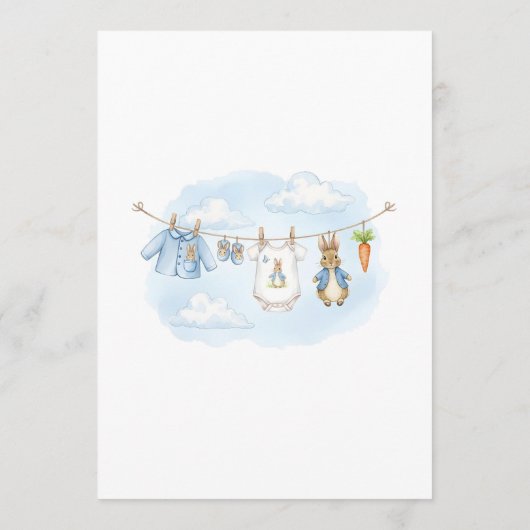Peter the Rabbit Clothesline Baby Shower  Menu (Achterkant)