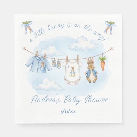 Peter the Rabbit Clothesline Baby Shower Napkins Servet (Voorkant)