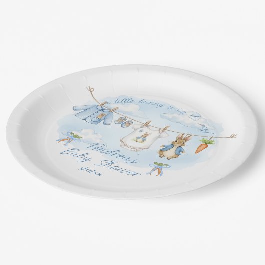 Peter the Rabbit Clothesline Baby Shower Papieren Bordje (Gekanteld)