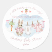 Peter the Rabbit Clothesline Baby Shower Thank You Ronde Sticker (Voorkant)