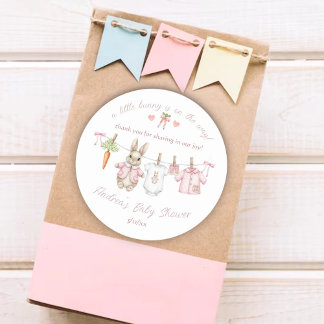 Peter the Rabbit Clothesline Baby Shower Thank You Ronde Sticker